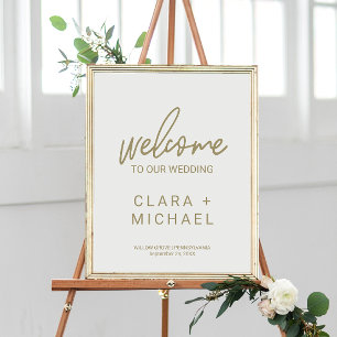 Affiche Whimsical Gold Calligraphy Mariage de bienvenue