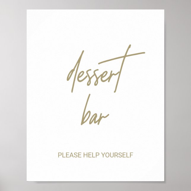 Affiche Whimsical Gold Calligraphy Mariage Dessert Bar (Devant)