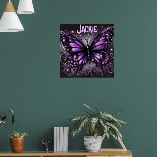 Affiche Whimsical Gothic Butterfly Purple Personalized (Salon 1)