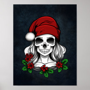 Affiche Whimsical gothique Père Noël Crâne Noël