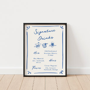 Affiche Whimsical Hand Drake Navy Signature Boissons