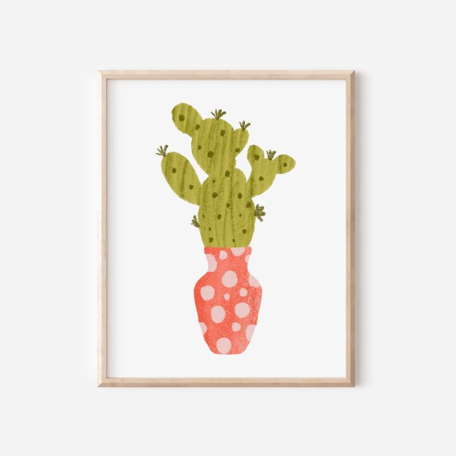 Affiche Whimsical Hand-Drawn Potted Cactus Art (Créateur téléchargé)