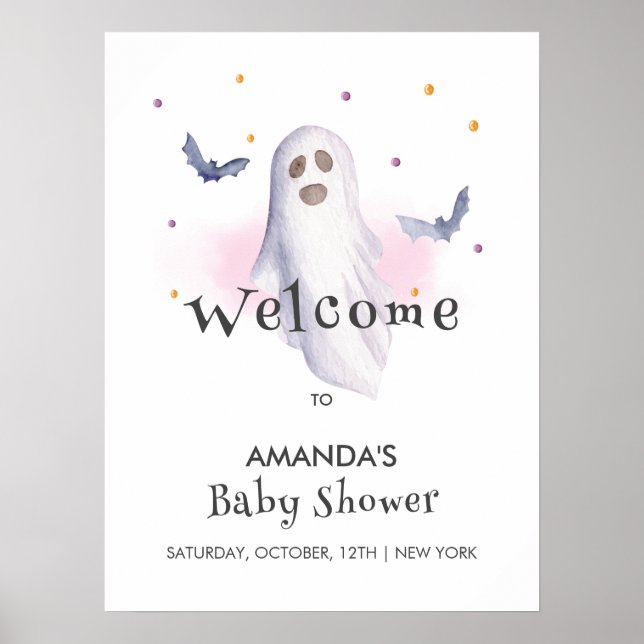 Affiche Whimsical Little Boo Halloween Baby shower Bienven (Devant)