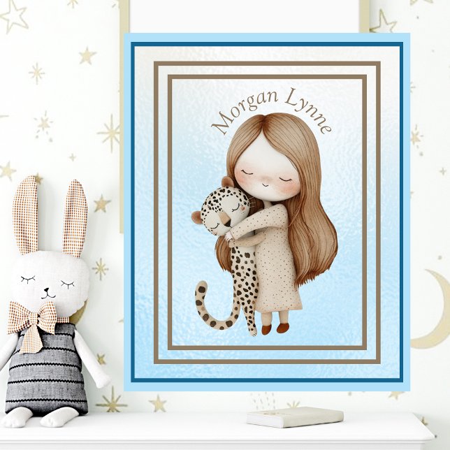 Affiche Whimsical Little Girl & Baby Leopard Wall Art (Créateur téléchargé)