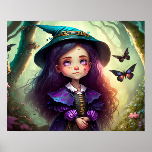 Affiche Whimsical Little Girl Lost in the Woods