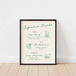 Affiche Whimsical Main Drake Signature Boissons Vert