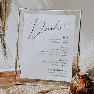 Affiche Whimsical Minimalist Script Wedding Drinks Menu