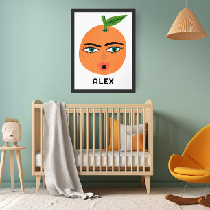 Affiche Whimsical Orange PERSONNALISÉ NOM DE BÉBÉ Art