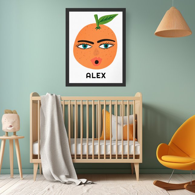 Affiche Whimsical Orange PERSONNALISÉ NOM DE BÉBÉ Art (Whimsical Orange CUSTOM BABY NAME Art Poster
)