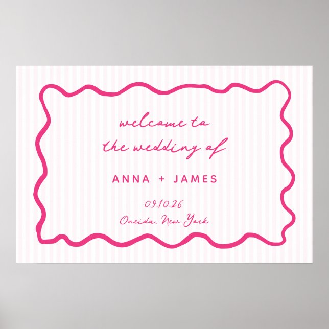 Affiche Whimsical Pink Hand Drawn Wedding Welcome (Devant)