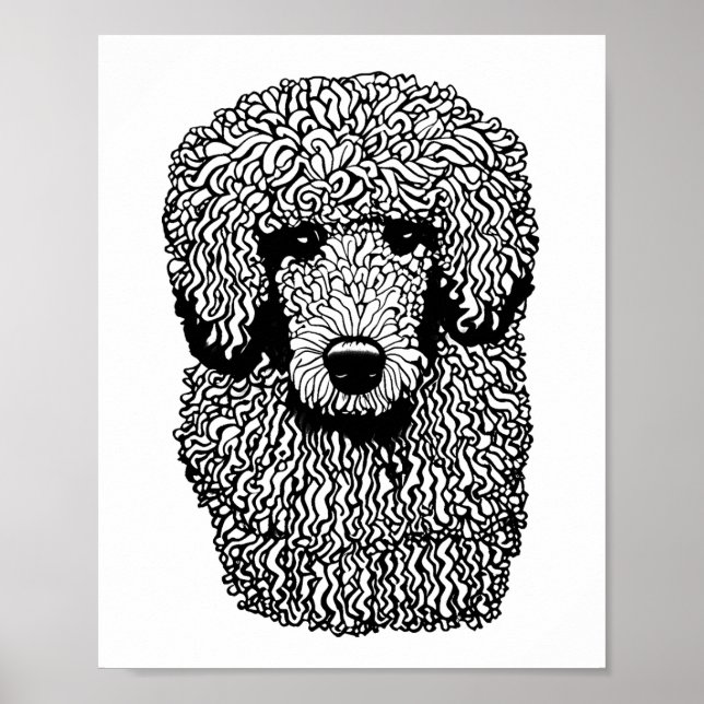 Affiche Whimsical Poodle Chien Tête Animaux Animaux (Devant)