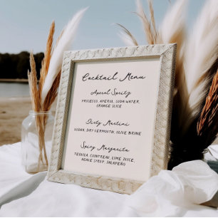 Affiche Whimsical Quirky Menu Cocktail manuscrit manuscrit