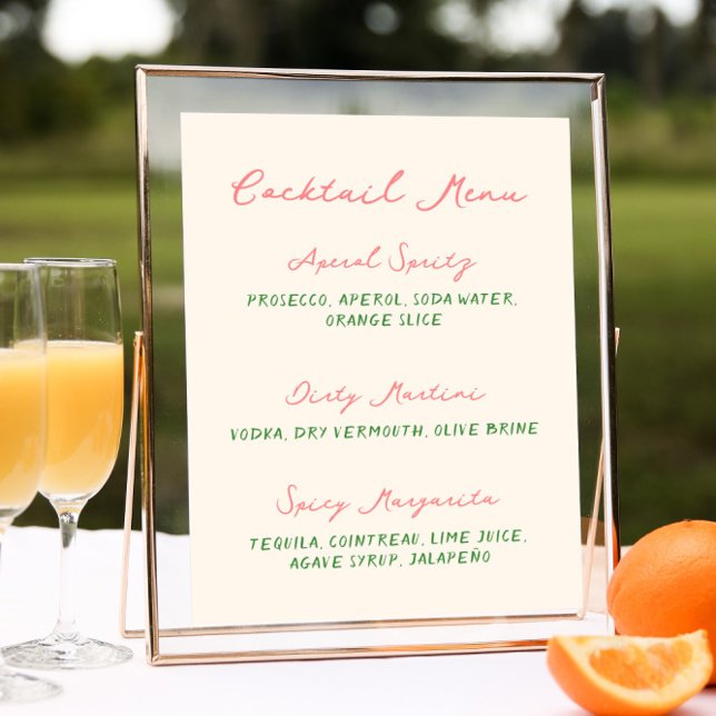 Affiche Whimsical Quirky Menu Cocktail manuscrit manuscrit (Créateur téléchargé)