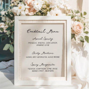 Affiche Whimsical Quirky Menu Cocktail manuscrit manuscrit