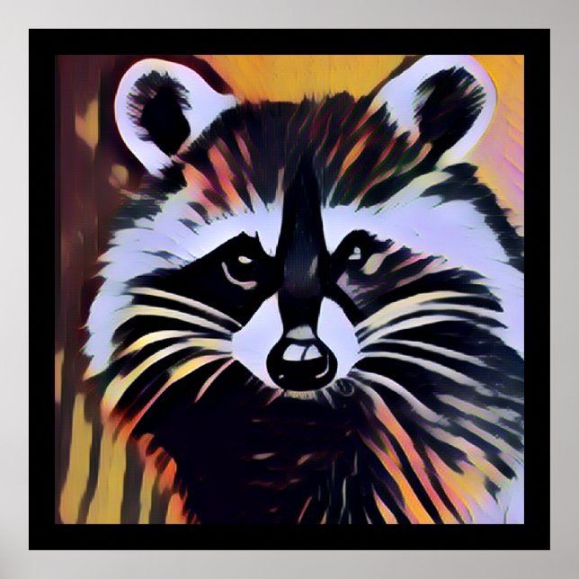 Affiche Whimsical Raccoon - Un design inspiré par la natur (Devant)