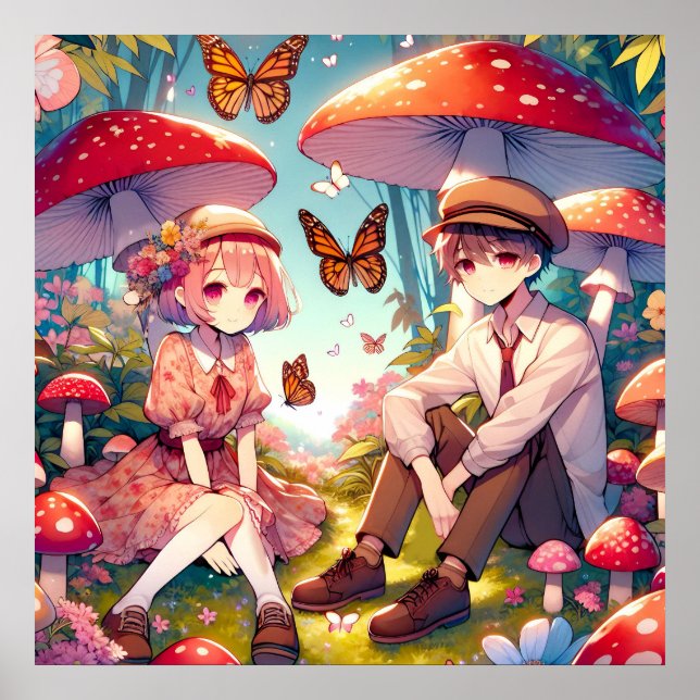 Affiche Whimsical Romantic Anime Couple (Devant)