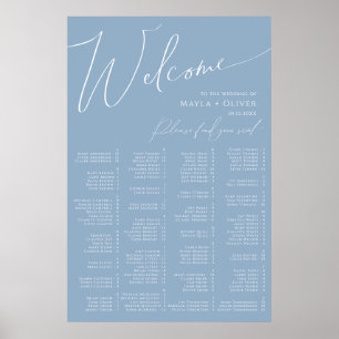 Affiche Whimsical Script   Dusty Blue Alphabetical Seating