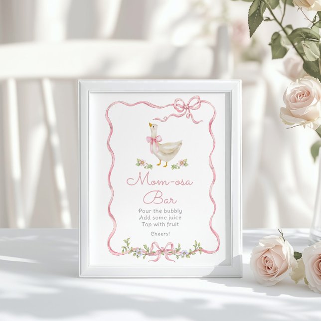 Affiche Whimsical Silly goose rose bow Momosa Bar (Créateur téléchargé)