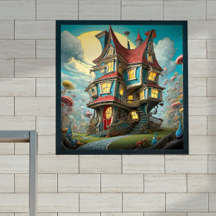 Affiche Whimsical Storybook Crooked House ART NUMÉRIQUE