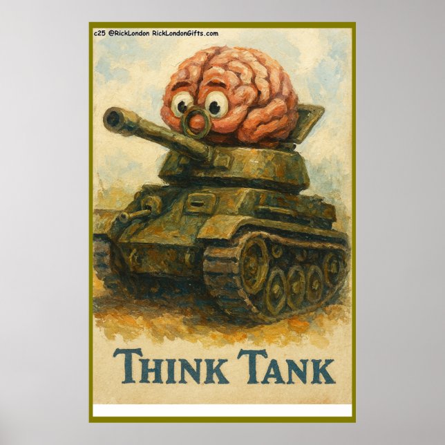 Affiche Whimsical Think Tank Cartoon Design (Devant)
