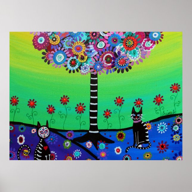 Affiche Whimsical Town Cats day Out Peinture par Prisarts (Devant)