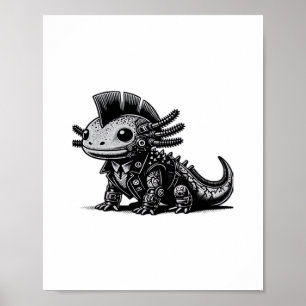 Affiche Whimsigoth Cyborg Axolotl Classe d'Art Vintage