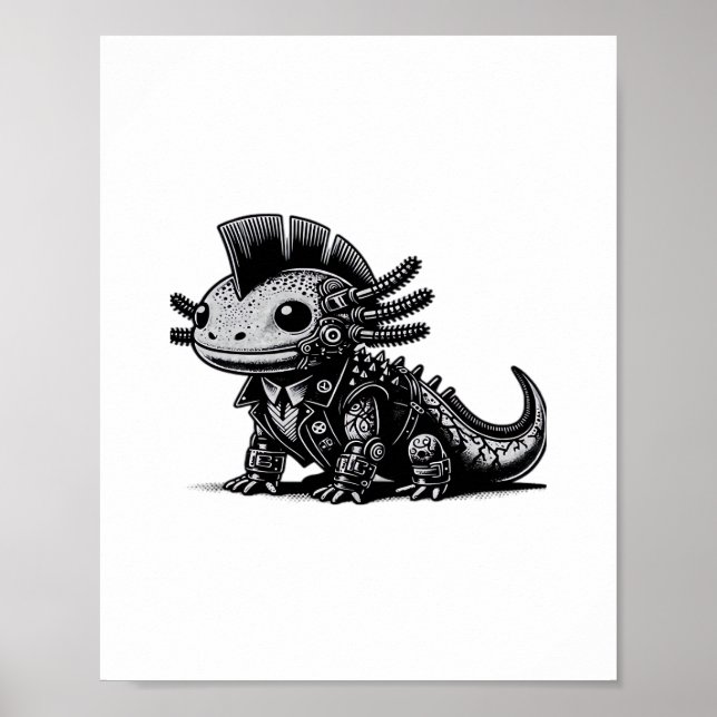 Affiche Whimsigoth Cyborg Axolotl Classe d'Art Vintage (Devant)