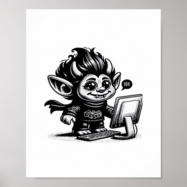 Affiche Whimsigoth Cyborg Internet Troll Design d'art Vint (Devant)