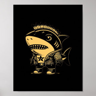 Affiche Whimsigoth Cyborg Shark Art Vintage Design