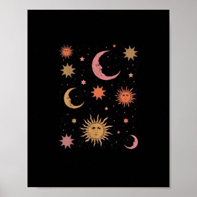 Affiche Whimsigoth esthétique Vintage demi lune soleil (Devant)