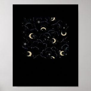 Affiche Whimsigoth Nuages Sun Moon Witchy