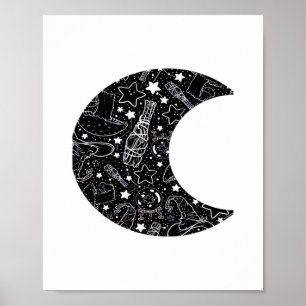 Affiche Whimsigoth Witch Moon Wicca Kawaii Goth Tattoo Ast