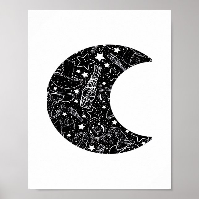 Affiche Whimsigoth Witch Moon Wicca Kawaii Goth Tattoo Ast (Devant)