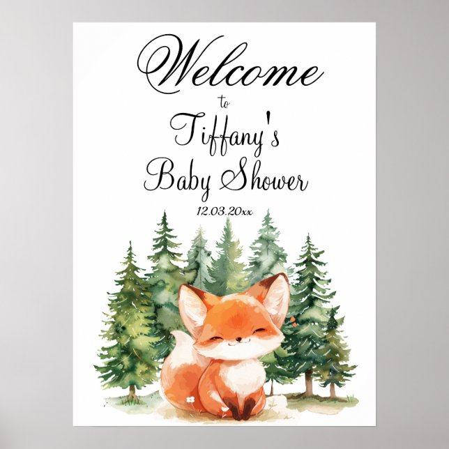 Affiche Whimsland Fox Baby shower Bienvenue (Devant)