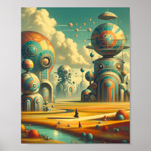 Affiche Whimsland Wonderland - Futurisme rétro Vintage