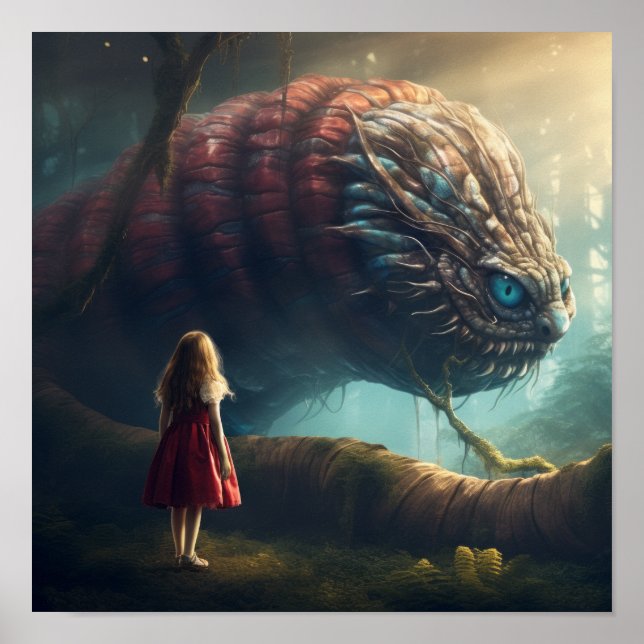 Affiche Whimsski Caterpillar et Alice dans Wonderland Post (Devant)