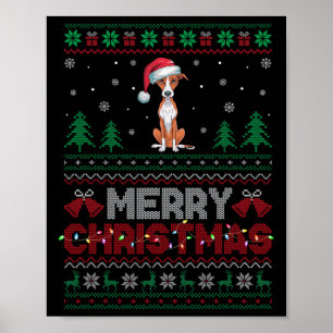 Affiche Whippet Amoureux de les chiens Santa Hat Feux d'ar