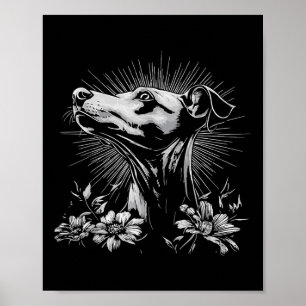 Affiche Whippet Amoureux des chiens style rétro tatouage _