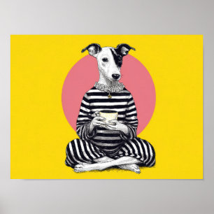 Affiche Whippet Coffee Time – Chien Vintage Excentrique
