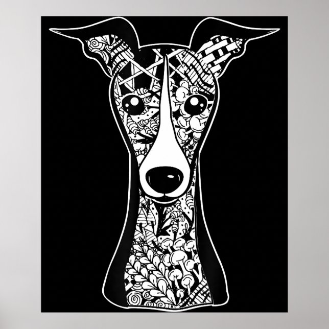 Affiche Whippet Lover | Art graphique italien Greyhound Fa (Devant)