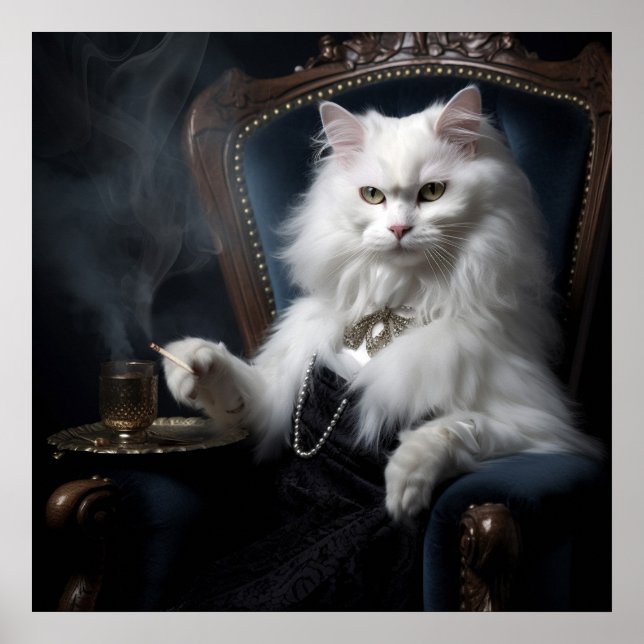 Affiche Whiskered Cat Wonders : Portraits numériques de ch (Devant)