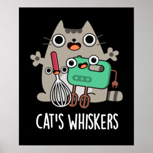 Affiche Whiskers Cat's Funny Baking Pun Dark BG