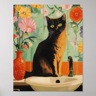 Affiche Whiskers et Fleurs sauvages | Chat Quirky