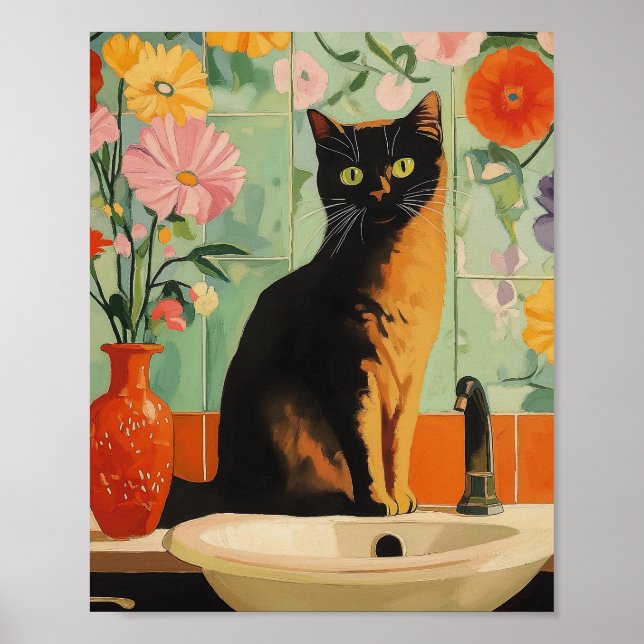 Affiche Whiskers et Fleurs sauvages | Chat Quirky (Devant)