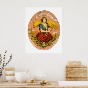 Affiche Whiskey Advertising Étiquette, Vers 1860.