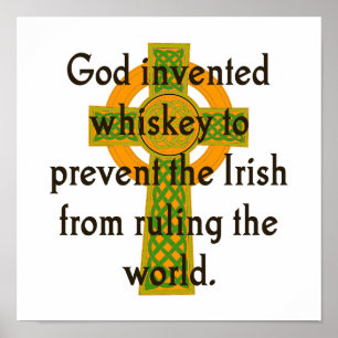Affiche Whiskey Invité de Dieu - Citation irlandaise