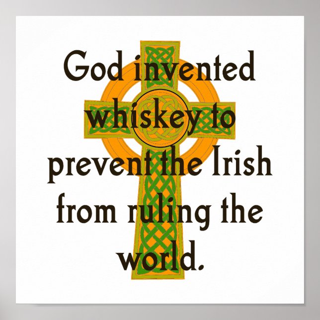 Affiche Whiskey Invité de Dieu - Citation irlandaise (Devant)