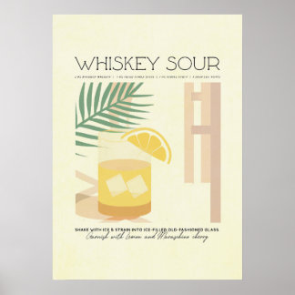 Affiche Whiskey Sour Recette Minimaliste Pastel