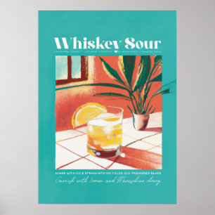 Affiche Whiskey Sour Tropic Turquoise Retro