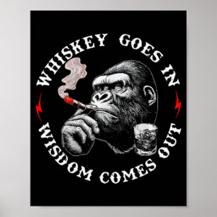 Affiche Whisky Entre Sagesse Sort Drôle Singe (sur